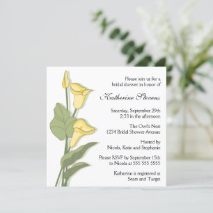 Invitation Elégante Calla Lily en Fête des mariées jaune