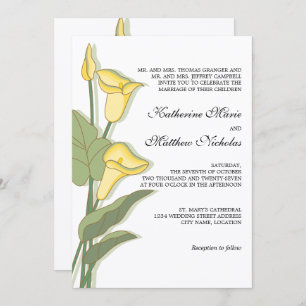 Invitation Elégante Calla Lily en Mariage jaune