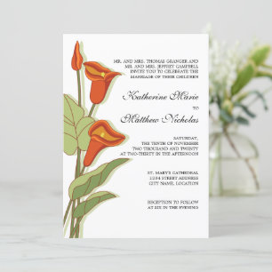 Invitation Elégante Calla Lily en Mariage orange