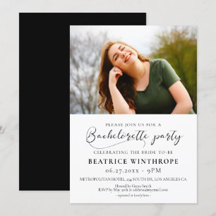 Invitation Elégante calligraphie Bachelorette Party photo