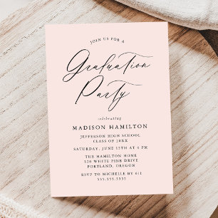 Invitation Élégante Calligraphie Blush Pink Graduation Party