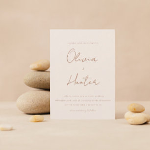 Invitation Élégante calligraphie Boho Terracotta Mariage