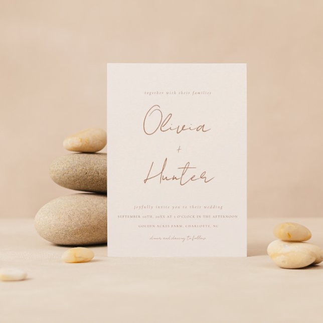 Invitation Élégante calligraphie Boho Terracotta Mariage (Créateur téléchargé)