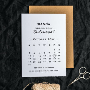 Invitation Elégante calligraphie calendrier bridesmaid propos