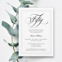 Élégante calligraphie Classique 50e fête d'anniver