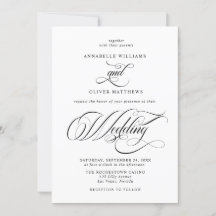 Élégante calligraphie classique Mariage noir et bl