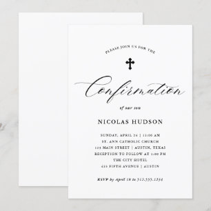 Invitation Élégante calligraphie  Confirmation neutre du genr