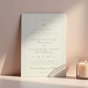 Invitation Élégante Calligraphie de crème de sable Forme Le M