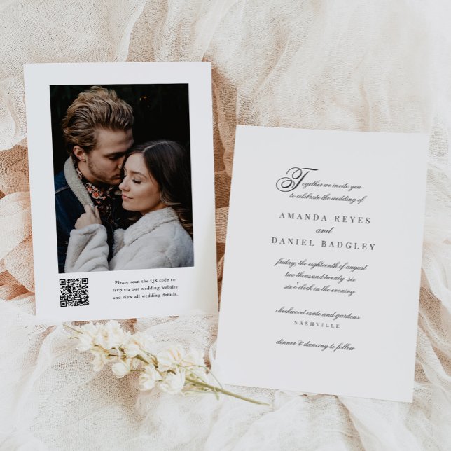 Invitation Élégante calligraphie de script QR Code Mariage ph (Créateur téléchargé)