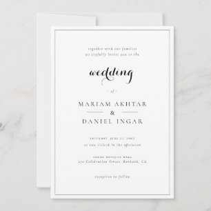 Invitation Élégante Calligraphie de script simple Mariage bla