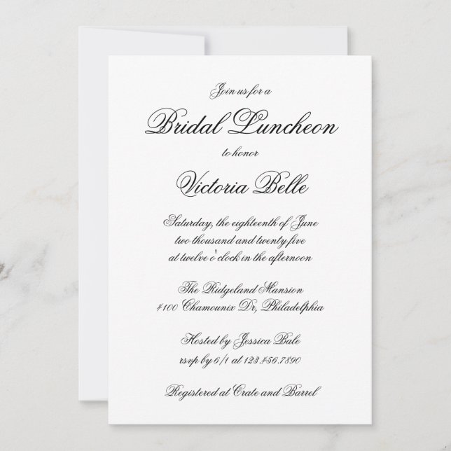 Invitation Élégante calligraphie Déjeuner de mariage officiel (Devant)
