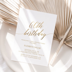 Invitation Élégante Calligraphie Dorée 60e Anniversaire
