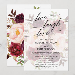 Invitation Élégante calligraphie   Faded Floral Live Laugh Lo