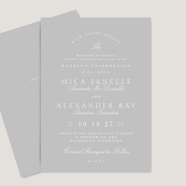 Invitation Élégante calligraphie | Mariage gris clair (Créateur téléchargé)