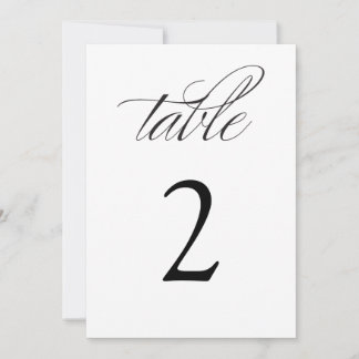 Invitation Élégante calligraphie Mariage noir Numéros de tabl