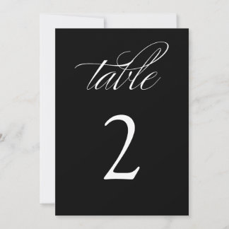 Invitation Élégante calligraphie Mariage noir Numéros de tabl