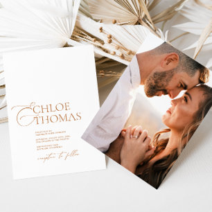 Invitation Élégante calligraphie minimale Photo Couple Mariag