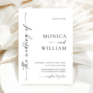 Invitation Élégante calligraphie minimaliste Mariage noir bla