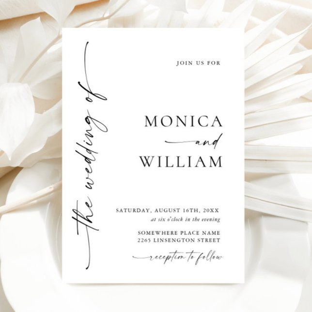 Invitation Élégante calligraphie minimaliste Mariage noir bla (Créateur téléchargé)