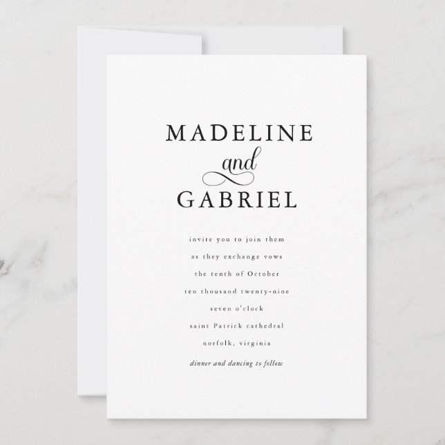 Invitation Élégante calligraphie minimaliste Mariage photo (Devant)