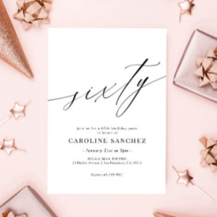 Invitation Élégante calligraphie moderne 60e anniversaire
