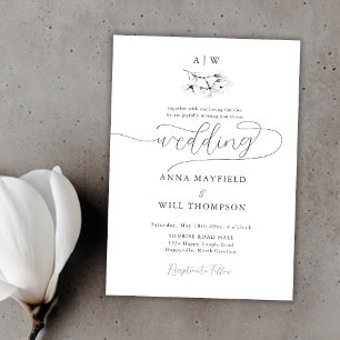 Invitation Élégante calligraphie moderne Magnolia Crest Maria
