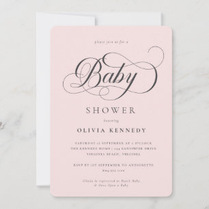Invitation Élégante calligraphie moderne Script Baby shower b