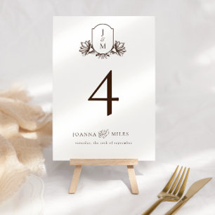 Invitation Élégante calligraphie Monogramme Crest Neutre Brow