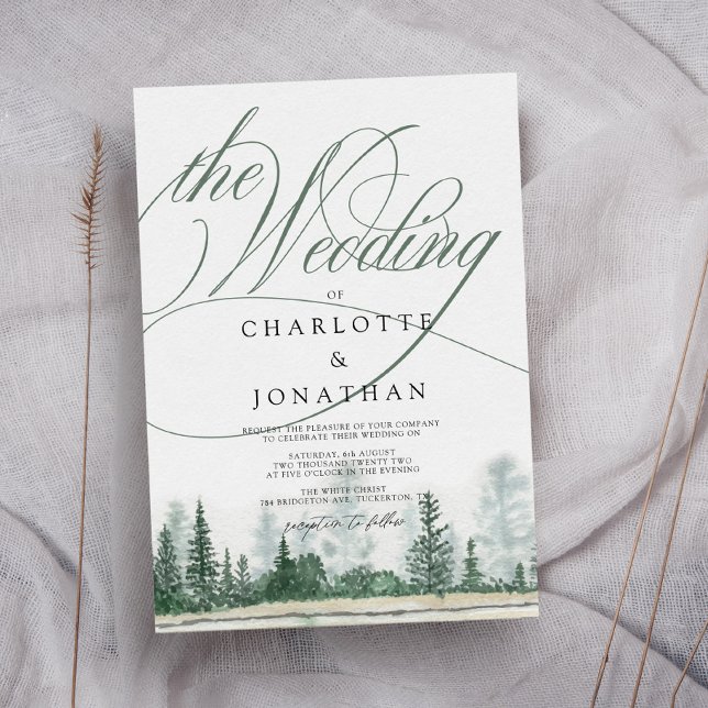 Invitation Élégante calligraphie Montagnes Rustiques Mariage (Créateur téléchargé)