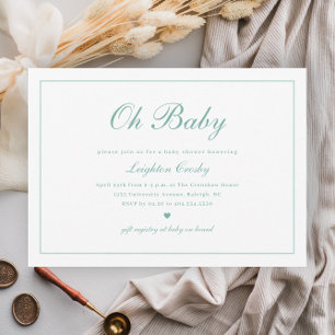 Invitation Élégante Calligraphie Neutre Oh Bébé Baby Shower