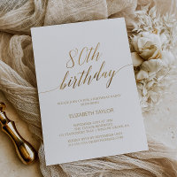 Élégante calligraphie or 80e anniversaire