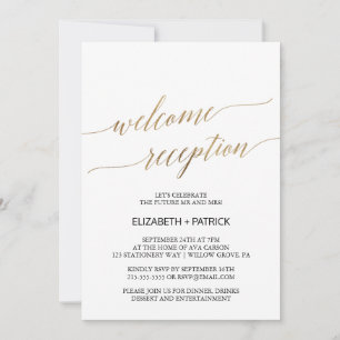 Invitation Elégante Calligraphie Or Accueil