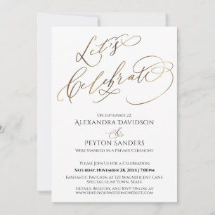 Invitation Élégante Calligraphie Or Fêtons La Réception