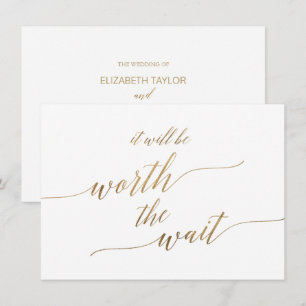 Invitation Élégante Calligraphie Or Il Sera Vrai L'Attente