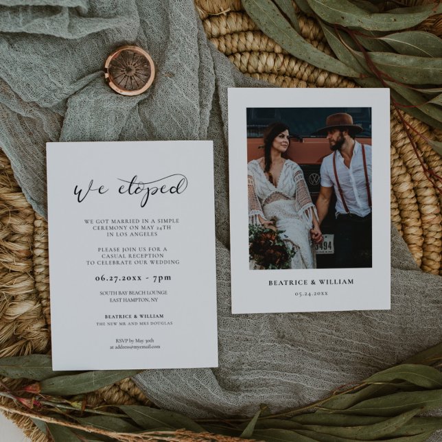 Invitation Elégante calligraphie romantique Accueil Elopement (Créateur téléchargé)