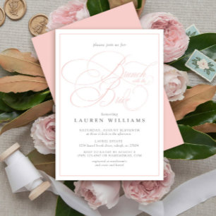 Invitation Élégante Calligraphie Rose Brunch Formel Avec Mari