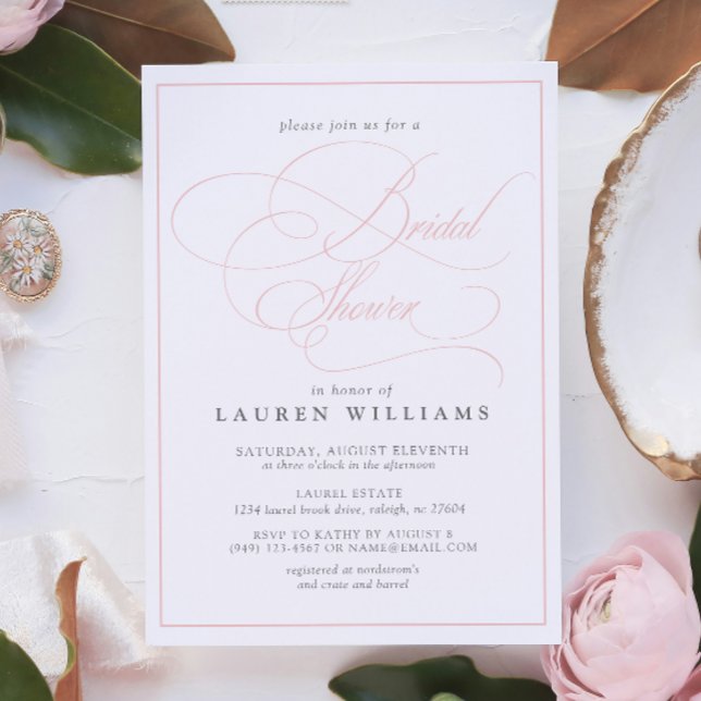 Invitation Élégante calligraphie rose Fête des mariées offici (Bridal Shower Invitation!)
