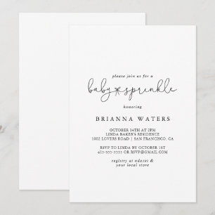 Invitation Élégante calligraphie simple Bébé Sprinkle