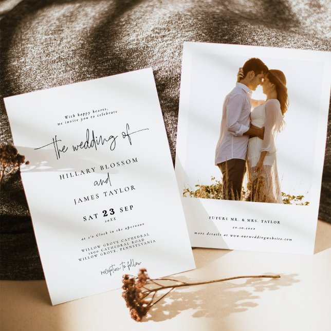 Invitation Élégante calligraphie simple Le mariage de (Créateur téléchargé)