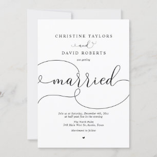Invitation Élégante calligraphie, Simple moderne Mariage Invi