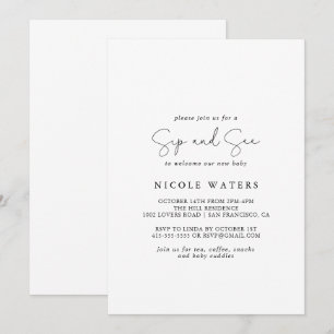Invitation Élégante Calligraphie simple Sip et Voir