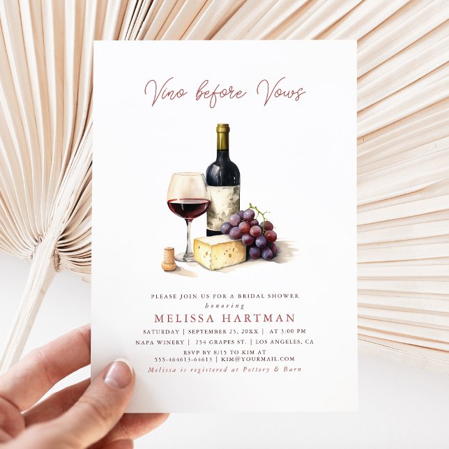 Invitation Élégante Calligraphie Vino avant Vows Fête des mar (Créateur téléchargé)