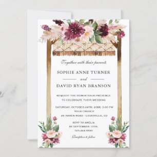Invitation Elégante canopée d'aquarelle Mariage de fleurs bor