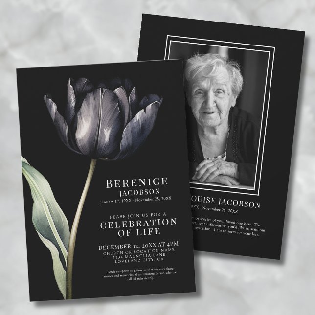 Invitation Élégante Célébration Commémorative De La Vie Funér (Elegant Memorial Celebration Of Life Funeral Invitation)