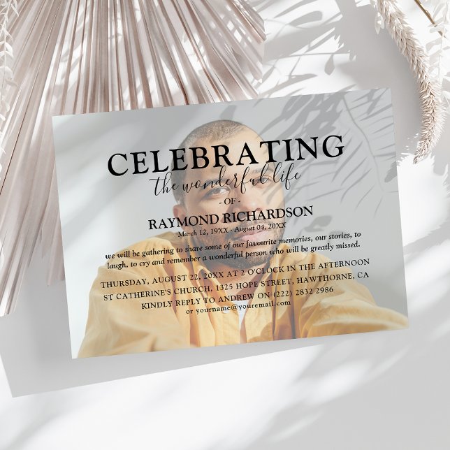 Invitation Élégante célébration de la vie Photo superposition (Créateur téléchargé)