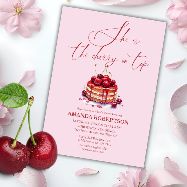 Invitation Elégante cerise rose sur la Fête des mariées supér (Créateur téléchargé)