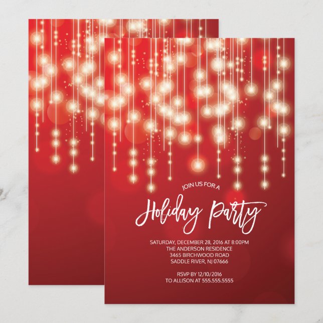 Invitation Élégante chaîne de lumières Christma Party Invitat (Devant / Derrière)