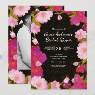 Invitation Élégante Chic Fleurs Roses Florales de 