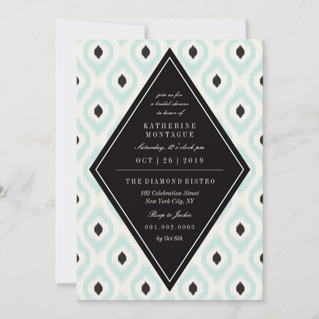 Invitation Élégante Chic Mood Diamond Ikat Fête des mariées e (Devant)