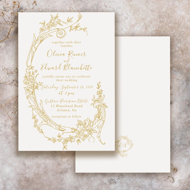 Invitation Élégante Chinoiserie baroque Vintage Mariage or (Créateur téléchargé)